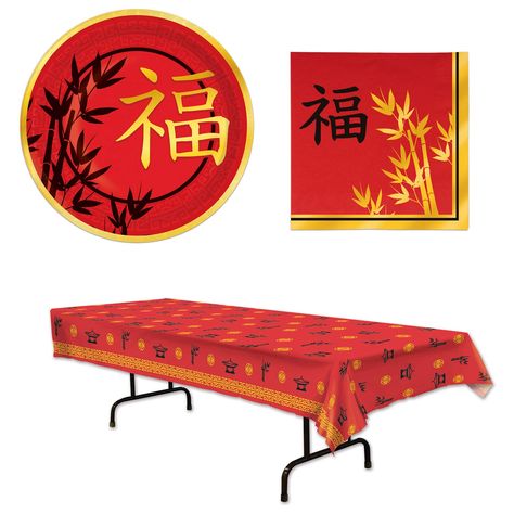 PRICES MAY VARY. Complete Decor Bundle: This 33-piece set includes Asian-themed table cover, plates, and napkins, providing a comprehensive and cohesive decoration solution for your Chinese New Year or Japanese Hibachi themed event. Vibrant Color Palette: The bundle features a striking combination of red, black, and gold, creating an eye-catching and festive atmosphere. These traditional colors symbolize good luck and prosperity, adding cultural significance to your party decorations. Crafted fr Japanese Theme Parties, Asian Party Themes, Japanese Hibachi, Panda Birthday Party, Red Birthday Party, Japanese Party, Asian Party, Sushi Party, Panda Birthday