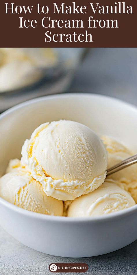 Learn how to make creamy, homemade vanilla ice cream from scratch. Whisk together cream, milk, sugar, and vanilla, then let your ice cream maker do the rest! Vanilla Ice Cream Homemade Kitchenaid, Homemade Ice Cream With Heavy Cream, Kitchenaid Vanilla Ice Cream, Homemade Ice Cream With Machine, Rival Ice Cream Maker Recipes, Recipe For Homemade Ice Cream, Vanilla Ice Cream Homemade Machine, Homemade Ice Cream Kitchenaid, Creami Ice Cream