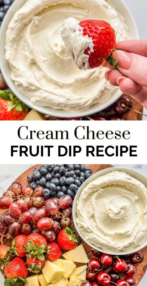 This flavorful dip combines cream cheese and yogurt. Dip your favorite fruit in it for a healthier dessert or snack! Cream Cheese Fruit Dip Recipe, Greek Yogurt And Honey, Fruit Dip Recipe, Healthy Cream Cheese, Chinese Chicken Salad Recipe, Cream Cheese Fruit Dip, Fruit Dips Recipes, Fancy Appetizers, Veggie Snacks