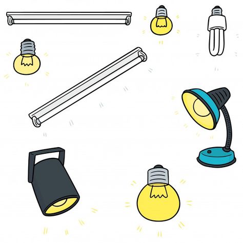 Led Light Drawing, Light Bulb Illustration, Light Cartoon, Tube Lamp, School Decor, Icon Sets, Light Bulb Lamp, Line Light, Bulb Lamp