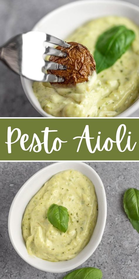 Pesto Aoli Recipe Easy, Aoili Recipe Homemade, Easy Aoli Sauce, Aoili Recipe Easy, Aoli Recipe Aioli Sauce, Pesto Aioli Recipe, Burger Aioli, Aioli Recipe Easy, Pesto Dipping Sauce