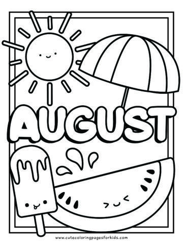 August Worksheets For Preschool, Homeschool Coloring Pages, Months Coloring Pages, June Coloring Pages Free Printable, August Coloring Pages Free Printable, September Coloring Pages Free Printable, Friday Coloring Page, Preschool Coloring Sheets Free Printable, Kindergarten Coloring Pages Free