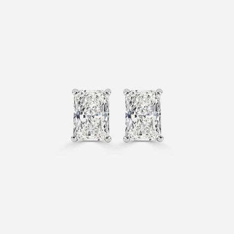 Brides earrings! Confused what earrings to wear on your big day? Why not match your earrings with your engagement ring? All our classic diamond shapes are available in Sterling Silver studs. Scroll through to view the sizing on an earlobe! 💎 #MargalitRings . #bridesearrings #bridalearrings #weddingdayearrings #weddingdayjewellery #weddingjewellery #bridaljewellery Radiant Cut Diamond Earrings, What Earrings To Wear, Brides Earrings, Big Stud Earrings, Diamond Stud Earring, Bride Earrings, Radiant Cut Diamond, Luxury Diamonds, Radiant Diamond