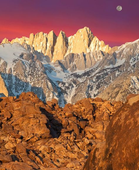 Mount Whitney | Photographs, Thing One and California Mesmerizing Pictures, Pictures Of The Moon, Mt Whitney, Alabama Hills, Mount Whitney, California Hikes, Lone Pine, Pine Lake, Sierra Nevada Mountains