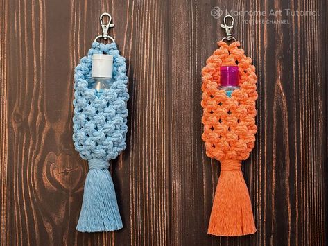 Macrame Sanitizer Holder, Macrame Lighter Holder Diy, Hand Sanitizer Holder Diy, Sanitizer Holder Diy, Macrame Fashion, Macrame Light, Curtain Holders, Sanitizer Holder, Makramee Diy