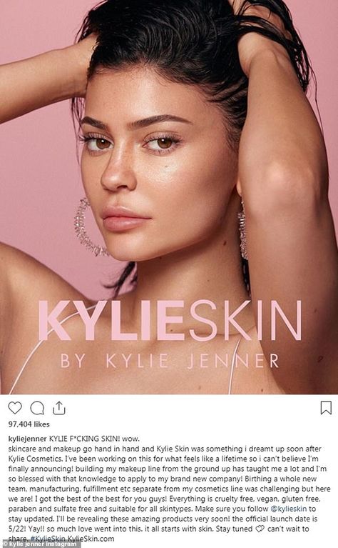 Business minded: Kylie Jenner has revealed she is expanding her billion dollar empire with a skincare line - called Kylie Skin By Kylie Jenner Skincare Line Photoshoot, Skin Care Line Photoshoot Ideas, Kylie Jenner Campaign, Clean Beauty Campaign, Kylie Skin Photoshoot, Skincare Campaign Photography, Bare Face Photoshoot, Skin Care Campaign, Skin Care Shoot