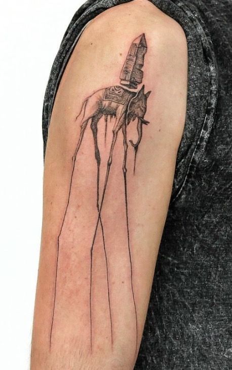 Dali Elephant, Swag Tattoo, Philly Art, Dali Tattoo, Unusual Tattoo, Surreal Tattoo, Elephant Tattoo, Tattoo Project, Small Tattoos For Guys