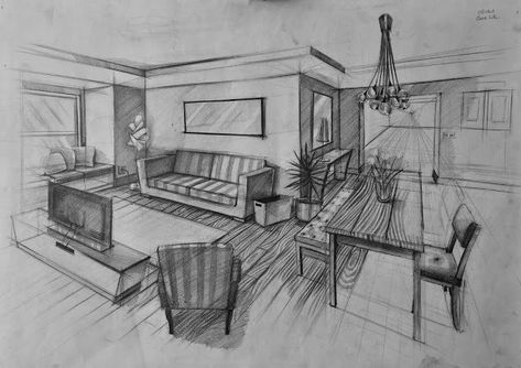 Room Perspective Drawing, Perspective Room, Interior Architecture Sketch, Perspective Sketch, Architecture Drawing Sketchbooks, Perspective Drawing Architecture, Interior Architecture Drawing, Drawing Interior, Perspective Drawing Lessons