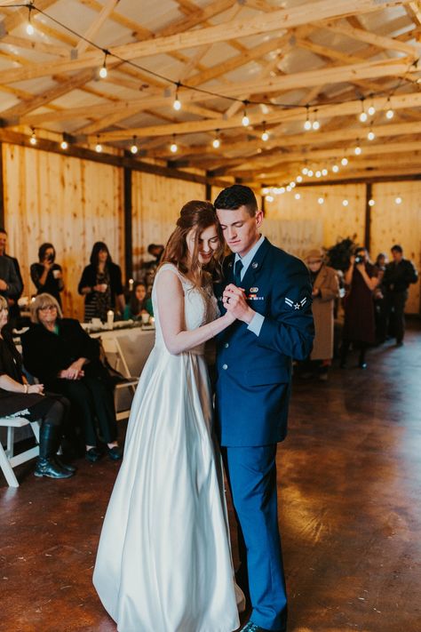 Barn wedding Air Force wife husband photography burgundy navy blue bow tie groomsmen bridesmaids lace wedding dress sleeves sleeved wedding dress off the shoulder wedding dress cross wedding communion wedding engagement Air Force Wedding Photos, Air Force Wedding Colors, Air Force Wedding Ideas, Us Navy Wedding, Lace Wedding Dress Sleeves, Air Force Dress Blues, Husband Photography, Air Force Wedding, Winter Barn Weddings