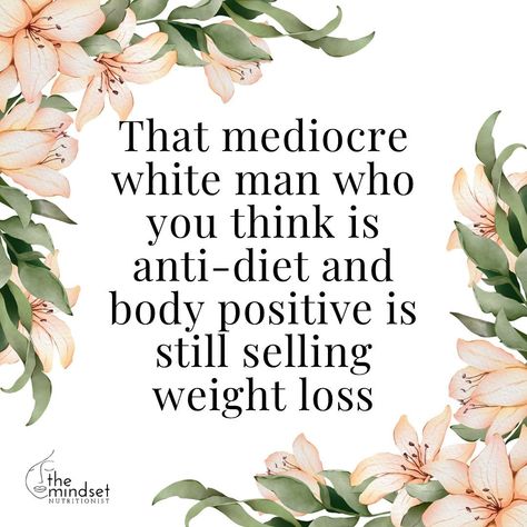 Something I’ve noticed quite a few fellow HAES/fat positive / fat liberation / anti diet creators, influencers and pros sharing content from (cis) men who never quite say they are in the space but say all the things a body positive/anti diet person would say. Examples…… Your body is unique. Health doesn’t have a look. Etc etc. Anti Diet Quotes, Fat Liberation, Positive Language, Fat Positive, Anti Diet, Men In White, White Coats, Diet Quotes, Anti Dieting