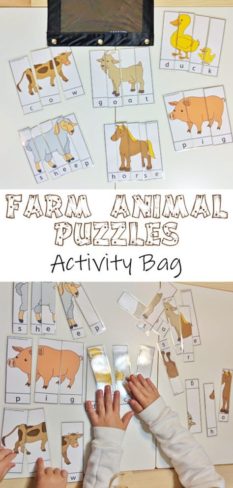 Farm Animal Puzzles Activity Bag - Raising Hooks Farm Animal Sorting Activity, Farm Animal Physical Activities, Farm Large Group Activities, Farm Animals Physical Activities, Language And Literacy Activity Preschool Animals, Farm Animal Finger Plays, Preschool Farm Language Activities, Animals On The Farm Activities, Farm Class Activities