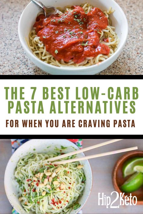 Craving pasta on the keto diet? Here are 7 top-rated pasta alternatives that we love! These low-carb pasta options are delicious and keto-friendly. Keto Pasta Substitute, Carb Free Noodles, Pasta Replacement Low Carb, Keto Friendly Noodles, Noodle Substitute Low Carb, Pasta Alternative Healthy, Keto Pasta Alternatives, Pasta Substitute Low Carb, Pasta Substitutions