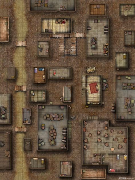 Dnd Apocalypse Map, Dnd Slums Map, Slums Battlemap, 5e Maps, Bord Games, Fantasy Dungeon, Ground Plan, Space Map, Dragons 5e