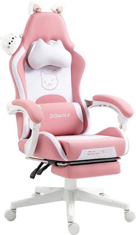 Gaming Chair Cute with Cat Ears and Massage Lumbar Support, Ergonomic Computer Chair - Best Seller - Holiday - Christmas List - pumpkin - IT Girl - Tween Present Idea - short uggs - Spooky Season - December - Gamer Girl - Work from Home - Hocus Pocus - Barbie - Barbie Costume - Spa - Barbie - Fall Decor - Pumpkin Spice - Winter - Cold Nights - Wish List- Spa Decor - Cozy - Dorm - Holiday - Seasonal - Pink Desk Chair = Hello Kitty Gaming Girls, Cat Gaming, Pc Gaming Chair, Reclining Office Chair, Gamer Chair, Ergonomic Computer Chair, Kawaii Stationary, Chaise Gaming, Pink Rooms