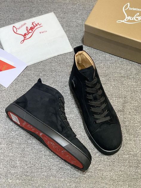 Christian Louboutin Shoes Mens Sneakers, Christian Louboutin Shoes Mens, Louboutin Shoes Mens, Christian Louboutin Flats, Christian Louboutin Sneakers, Nike Shoes Girls, Black Men Fashion Swag, Sneaker Lovers, Leather High Tops