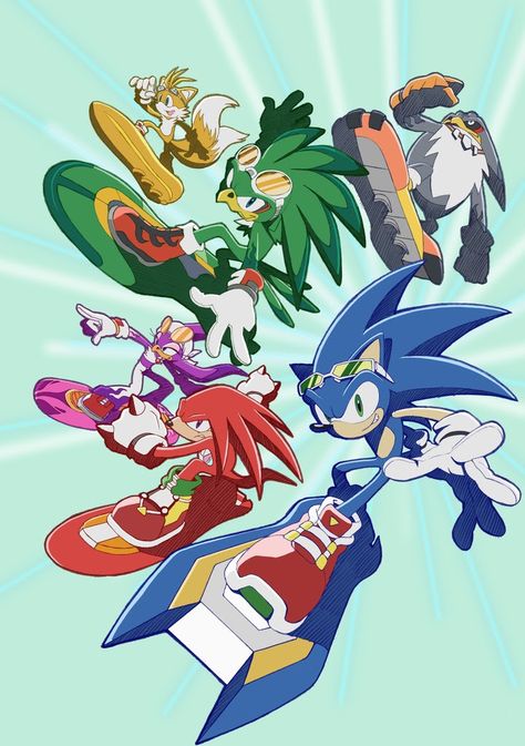 Photo - Google Photos Yuji Uekawa Sonic Art, Sonic Riders Art, Yuji Uekawa, Sonic Free Riders, Sonic Riders, Retro Gaming Art, Sonic Heroes, X Picture, Sonic Funny