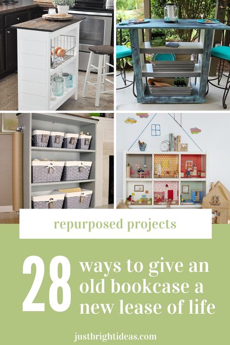 Diy Bookshelf Repurpose, Old Bookshelf Repurpose, Repurposed Bookshelf Ideas, Bookcase Repurpose Ideas, Repurpose Bookshelf Ideas, Bookshelf Repurpose, Small Bookcase Makeover, Bookshelf Refurbish Ideas, Repurposed Bookcase