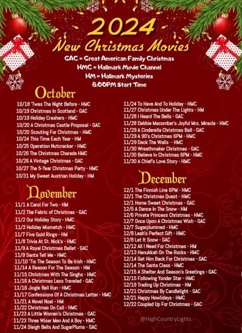 High Country Lights Christmas In Scotland, Christmas Charades, Christmas Movies List, Hallmark Mysteries, Country Lighting, Debbie Macomber, Family Channel, Hallmark Movie, Twas The Night