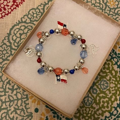 Womens Jewelry Bracelets, Texas, Charm Bracelet, Women Jewelry, Bracelet, Silver, Red, Women Shopping, Color