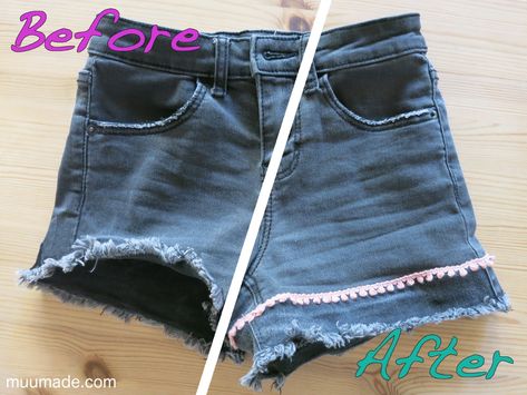 Jeans Diy Upcycle, Making Jean Shorts, Diy Fashion Projects, How To Make Skirt, Diy Shorts, Beginner Sewing Projects Easy, Recycle Jeans, Jeans Diy, Easy Sewing Patterns