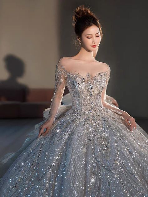 Bridgerton Themed Wedding Dress, Jk Prince, Shiny Ball Gown, Silver Ballgown, Shiny Wedding Dress, Silver Wedding Dress, Debut Dresses, Weddding Dress, Tale Dress