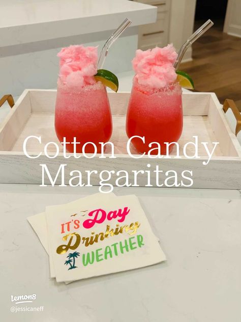 Cotton Candy Margaritas 🍭🍹 | Gallery posted by Jessica Neff | Lemon8 Cotton Candy Margarita, Pitcher Drinks, Margarita Ingredients, Patron Tequila, Candy Drinks, Drink Alcohol, Cream Soda, Triple Sec, Mixed Drinks