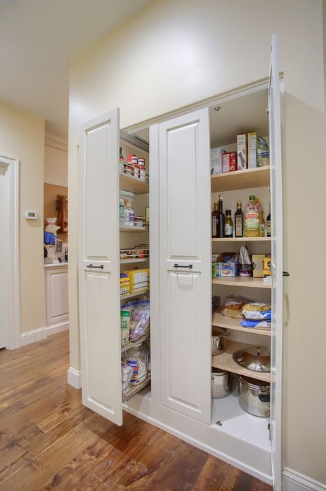 Custom Pantry Cabinet, Custom Pantry Ideas, Built In Pantry Cabinet Wall, Pantry Cabinet Ideas, Glazed Cabinets, Wall Pantry, Kitchen Rehab, Glazed Kitchen Cabinets, Kitchen Built In