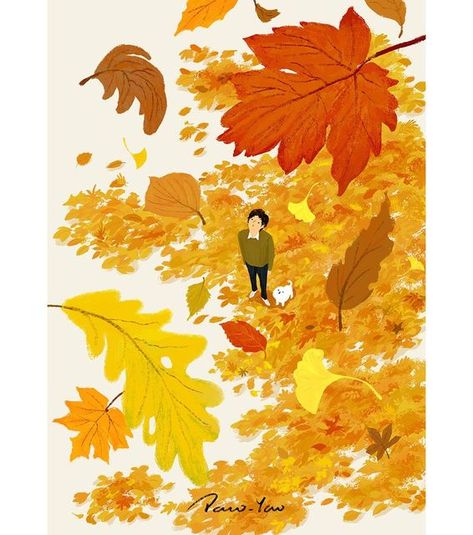 Autumn Poster Design, Autumn Illustration Art, Fall Leaves Illustration, Autumn Leaves Painting, Autumn Leaves Illustration, Illustration Autumn, Fall Illustration, Autumn Poster, Artsy Background