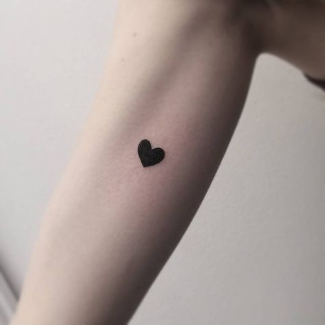 Small Heart Cover Up Tattoo, Tiny Cover Up Tattoo, Solid Black Heart Tattoo, Dark Heart Tattoo, Black Heart Tattoo, Little Heart Tattoos, Black Heart Tattoos, December Quotes, Small Heart Tattoos