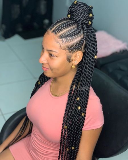 30 Best Cornrow Braids and Trendy Cornrow Hairstyles for 2020 - Hadviser Half Up Half Down Braid Black Women, Half Up Half Down Hair Braids Black Women, Light Braids For Black Women, Half Up Half Down Braided Hairstyles Black Women, Up Down Braids For Black Women, Braided Half Up Half Down Hair Black Women Braids, Half Up Down Braided Hairstyles, Half Braids Half Cornrows Black Women, Half Up Half Down Braids Black Women