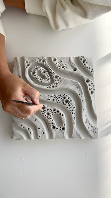 Inspired by corals, I’m sculpting textured wall art with air hardening clay 🪸🤍 How-to guide link in bio 🔥 #clay #clayart #texturedart #t… | Instagram Ceramic Wall Art Sculpture Clay Tiles, Paintings With Clay, Texture Clay Ideas, Air Clay Art, Clay Wall Art Diy, Air Dry Clay On Canvas, Texture Art Drawing, Air Dry Clay Wall Art, Clay On Canvas Art