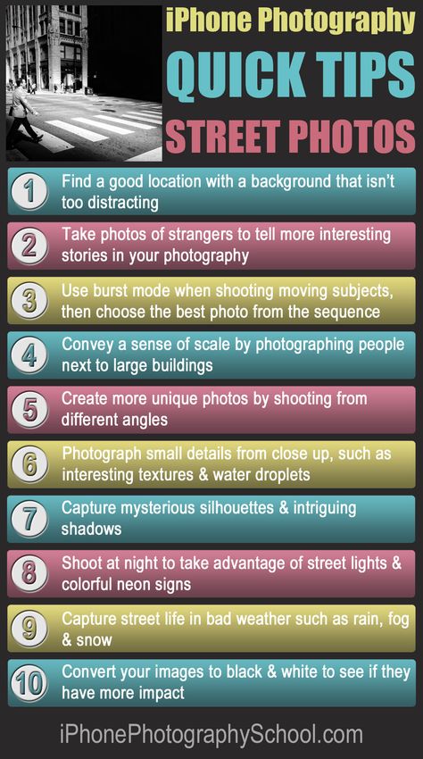 10 Quick Tips For Incredible iPhone Street Photography: http://iphonephotographyschool.com/quick-tips-street/ Mobile Photography Tips, Smartphone Fotografie, Street Photography Tips, Photography Hacks, Moving Photos, Photo Hacks, Photography Tips Iphone, Photography Cheat Sheets, Dslr Photography