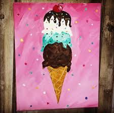 Looking for idea to draw on your canvas? Here is an idea! Created by Kylie Selucky! Ice Cream Cone Drawing, Ice Cream Painting, Cupcake Painting, Kids Canvas Painting, Kids Canvas Art, Easy Canvas, Kids Canvas, Summer Painting, Easy Canvas Painting