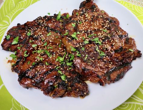 Kalbi Ribeye Korean Ribeye Steak, Kalbi Steak, Kalbi Recipe, Kalbi Marinade, Kalbi Beef, Kalbi Ribs, Rib Marinade, Rib Eye Recipes, Grilled Recipes