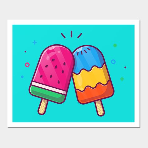 Popsicle Cartoon, Popsicle Painting, Popsicle Art, Frosted Cookies, Kids Painting, Fun House, Art Lessons For Kids, Cartoon Wall, Dino Party