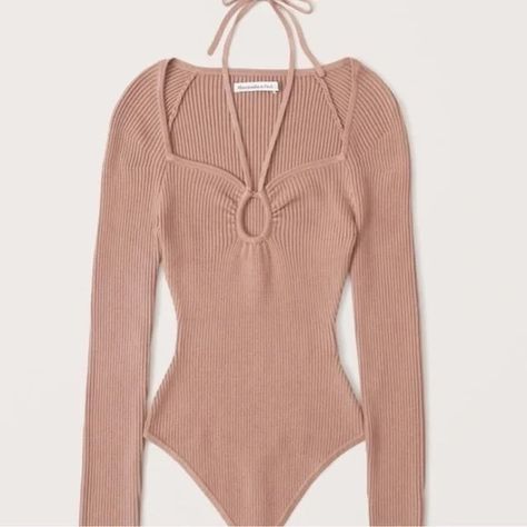 Abercrombie and Fitch NWT Ribbed Knit Bodysuit - Beige