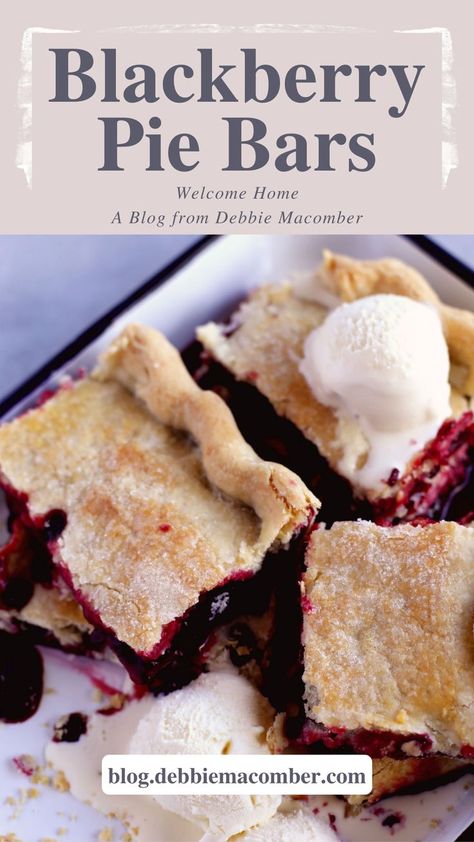 Blackberry Pie Bars Sheet Pie, Easy Blackberry Pie, Blackberry Pie Bars, Christmas Crunch, Blackberry Pie, Slab Pie, Crunch Cake, Debbie Macomber, Frosting Tips