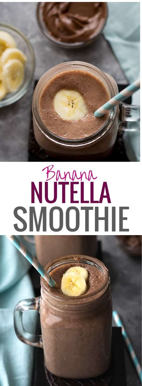 Breakfast Milkshake, Nutella Smoothie, Smoothie Breakfast, Smoothie Recipes For Kids, Banana Smoothie Recipe, Banana Nutella, Breakfast Smoothie Recipes, Make Breakfast, Smoothie Detox