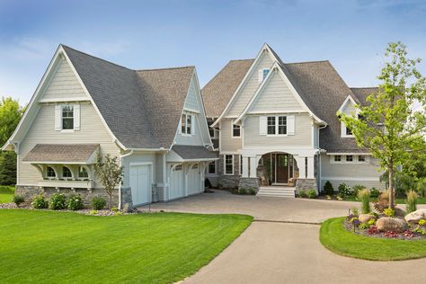 Homes by Tradition on Houzz: siding is SW 7044 Amazing Gray  trim: SW Aesthetic White  Echo Ridge Country Ledgestone w/gray mortar   Tamko Weatherd Wood shingles Amazing Gray Exterior, White Craftsman Exterior, Modern Cottage Exterior, Sherwin Williams Amazing Gray, Amazing Gray, Gray House Exterior, Gray Exterior, Painted Brick House, Home Exteriors