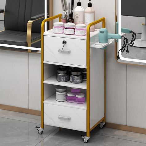 Salon Storage, Salon Cart, Salon Styling Stations, Hair Stations, Salon Trolley, Salon Suites Decor, Salon Stations, Styling Stations, Hair Dryer Holder