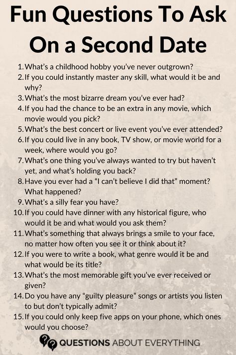 second date questions Better Questions Than How Was Your Day, Pre Dating Questions, Question To Ask On A Date, Questions To Build Relationships, Questions To Ask Dating, Questions To Ask Instead Of How Was Your Day, Psychology Questions To Ask, Questions To Ask On A Date, Second Date Questions