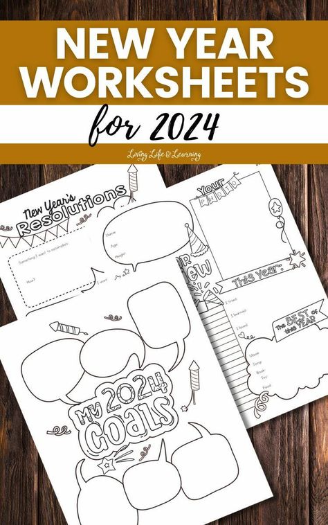 "New Year worksheets for 2024 are an excellent way for parents to encourage their kids to think about new goals and resolutions while having fun. Looking for more ideas for the New Year? Check out this awesome list of fun and educational New Year Activities for Kids! As the new year approaches, it’s a great time to help your children reflect on the past and look ahead to what they want to achieve in 2024. These printable worksheets provide activities that can foster communication between 2024 Goals Worksheet, Kids New Years Resolutions Printable Free, New Year 2024 Activities For Kids, Kids New Year Resolutions, 2024 Worksheets For Kids, Kids New Year Goals Free Printable, 2024 School Goals, New Years Resolution Activities For Kids, 2024 Goals For Kids