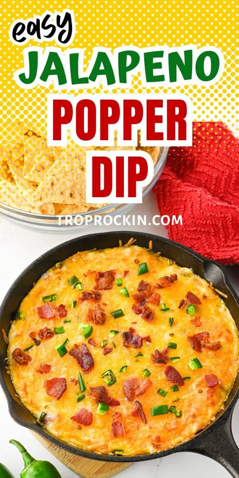 Jalapeno Popper Dip Football Party Dip, Baked Dip Recipes, Grinch Recipes, Appetizer Dips Hot, Baked Dip, Jalapeno Popper Dip Recipe, Best Christmas Cocktails, Breakfast Dessert Recipes, Air Fryer Recipes Appetizers