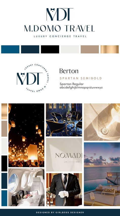 Michael from M.domo Travel wanted his brand to feel luxurious, elevated, high-end, something that catches your attention and leaves you wanting to discover more. For his brand colors we went with black, navy, and a pop of brighter blue, creamy neutrals, and just a touch of gold. Check out our branding and website design services and let us help you create the brand of your dreams. Luxury Brand Identity Colors, Luxury Color Palette Branding Gold, Luxury Blue Color Palette, Mom Branding, Navy Branding, Luxury Color Palette, Blue Website, Instagram Feed Tips, In Flow