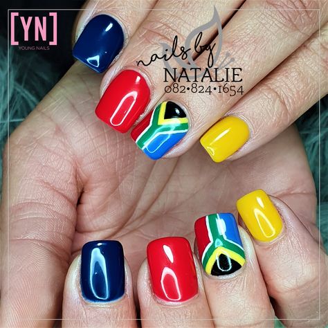 South African Nail Art Design, South African Nail Art, South African Flag Nails, South African Nails, South Africa Nails, Africa Nails, African Nails, Nails Ideas 2023, Nail Salon Prices