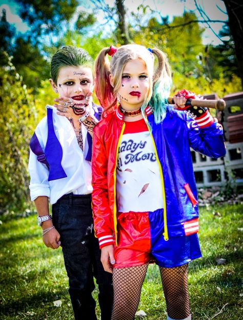 Harley Quinn Costume Kids, Girls Harley Quinn Costume, Harley Quinn Disfraz, Joker Harley Quinn, Halloween Parejas, Joker Harley, Joker Costume, Homemade Costume, Harley Quinn Costume