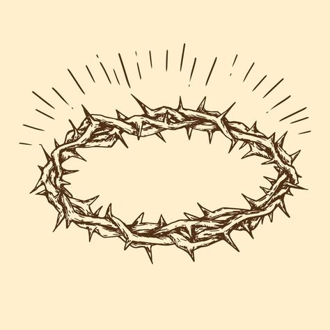 Realistic crown of thorns design Free Ve... | Free Vector #Freepik #freevector #hand #crown #hand-drawn #jesus Thorns Crown Tattoo, Dainty Crown Of Thorns Tattoo, Christian Crown Tattoo, Thorn Crown Aesthetic, Crown Thorns Tattoo, Crown Of Thorns Tattoo Women, Jesus Crown Tattoo, Thorn Tattoo Design, Jesus Thorn Crown Tattoo