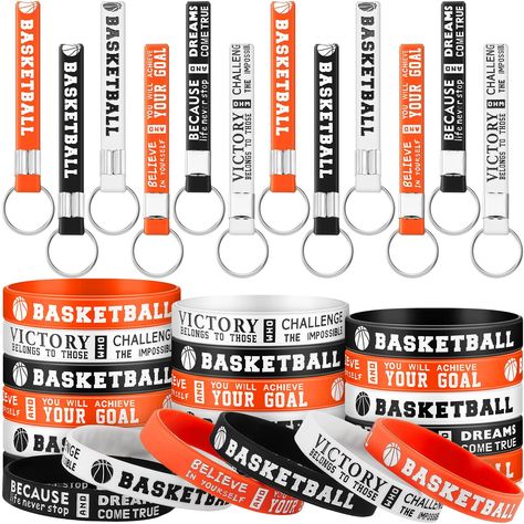 PRICES MAY VARY. Sufficient Basketball Accessories Set: the package comes with 12 pieces of kids basketball wristbands and 12 pieces of basketball key chains, enough to satisfy your wearing and replacing demands in daily life, you can also share them with your friends or teammates in the basketball club Cheerful and Inspiring Printings: printed with many motivational words, the basketball party decorations can cheer you up and encourage you to move on when you feel down, also, they can demonstra Basketball Party Decorations, Basketball Party Favors, Basketball Keychain, Basketball Theme Party, Basketball Motivation, Basketball Accessories, Party Favors For Kids, Basketball Theme, Basketball Party