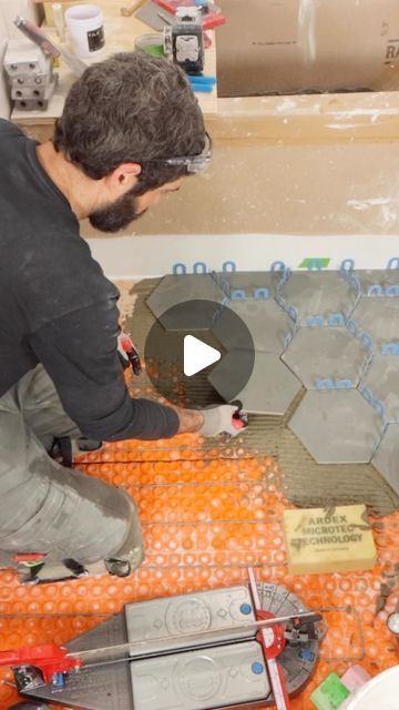 Home Repair Tutor on Instagram: "Hexagon tile floor tips…if you’re remodeling a bathroom and need help, join our Platinum Membership and make your project easier with over 250 step-by-step tutorials at homerepairtutor.com 👍🏼🔥#tilefloor #diy #howto #bathroomremodel #homerenovation" Leftover Hexagon Tile Projects, How To Lay Hexagon Floor Tile, Bathroom Ideas Hexagon Tiles, Bathroom Hexagon Tile Floor, Hexagon Tiles Bathroom, Hexagonal Tiles Bathroom, Octagon Tile Floor, Bathroom Hexagon Tile, Hexagonal Floor Tiles