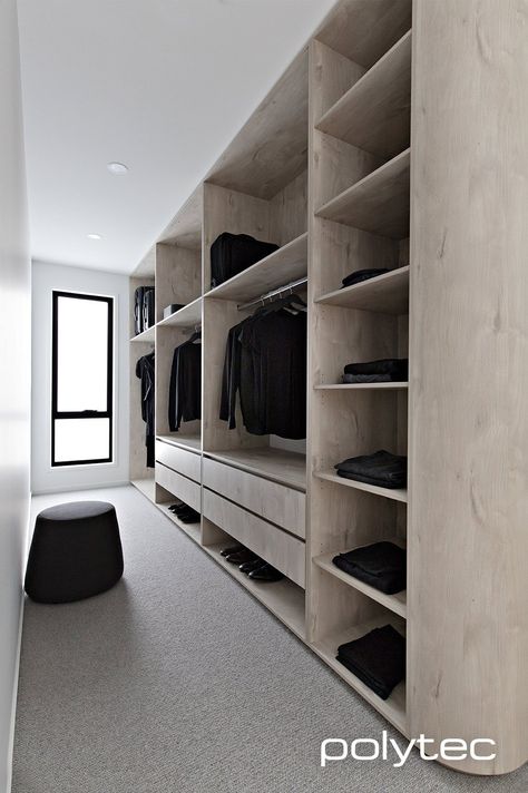 Angora Oak / Colour Gallery / Polytec Walk In Robe Designs, Walk In Closet Dimensions, Closet Behind Bed, Walk In Wardrobe Design, Closet Dimensions, Wardrobe Planner, Walking Closet, Dream Closet Design, Walk In Closet Design